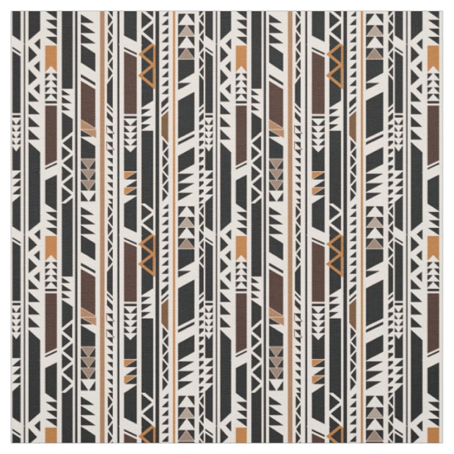 Schwarzes, weißes braunes Stammes- Muster Stoff (Muster)