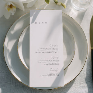 Schwarzes & Weißes Elegantes Minimalistisches Hoch Menükarte
