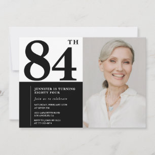 Schwarzes weißes Foto 84. Geburtstag Einladung