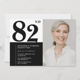 Schwarzes weißes Foto zum 82. Geburtstag Einladung