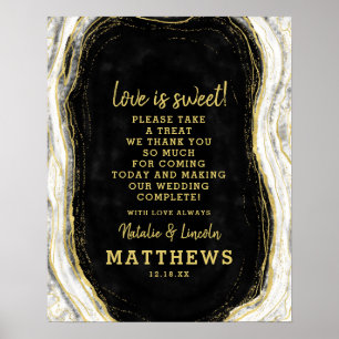 Schwarzes weißes Geode Liebe ist süße Hochzeitssch Poster