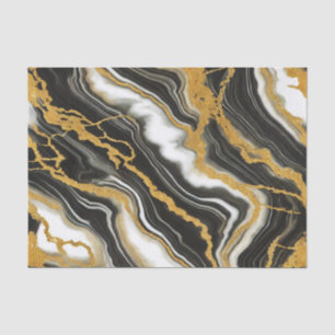 Schwarzes Weißes Gold Marmor Optik Glam Hochzeit Seidenpapier