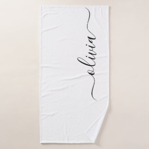 Schwarzes weißes modernes Skript girly Monogramm N Badehandtuch
