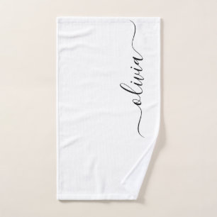 Schwarzes weißes modernes Skript girly Monogramm N Handtuch