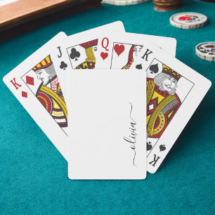 Schwarzes weißes modernes Skript Mädchen-Monogramm Spielkarten