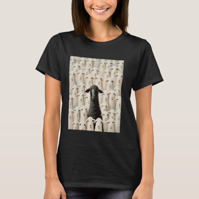Schwarzes Weißes Schaf T-Shirt (Vorderseite)