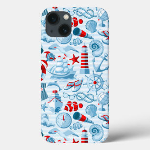 Schwarzes, weißes und blaues Muster Case-Mate iPhone Hülle