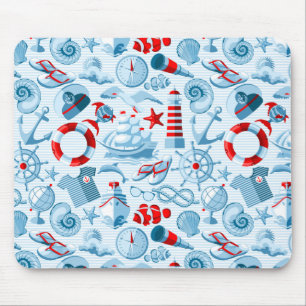 Schwarzes, weißes und blaues Muster Mousepad