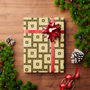 Schwarzes, weißes und goldenes ornamentales geomet geschenkpapier