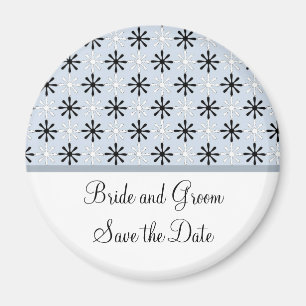 Schwarzes, Weißes und Sanftes Blau - Save-the-Date Magnet