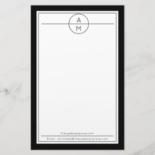Schwarzes White Minimalistisches modernes Briefpapier