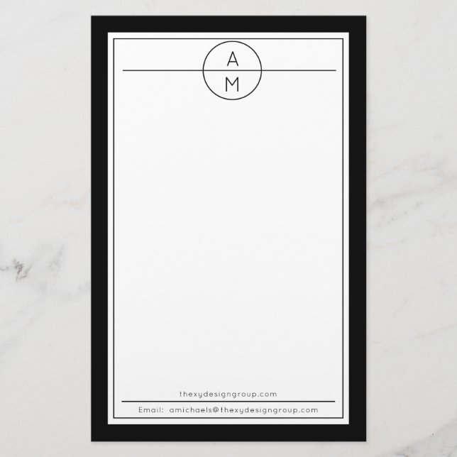 Schwarzes |White Minimalistisches modernes Briefpapier (Vorderseite)