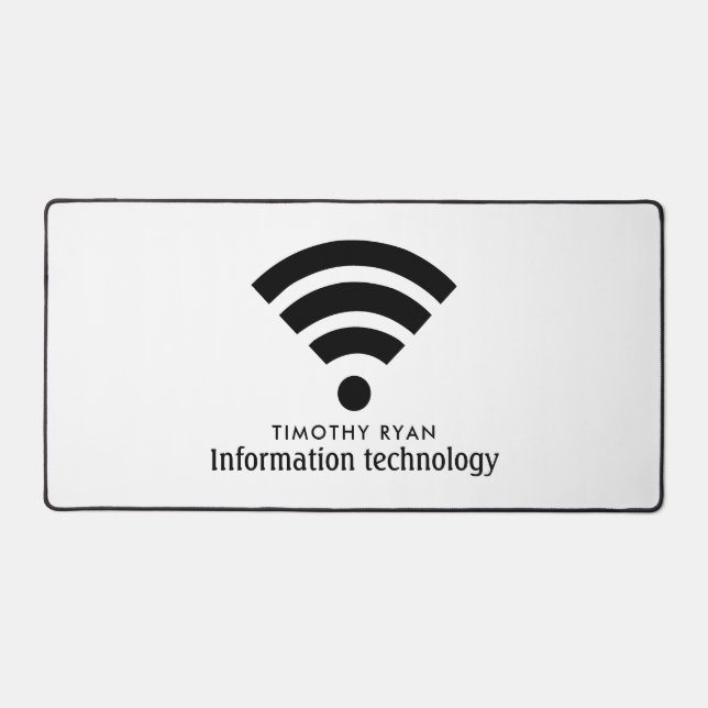 Schwarzes Wi-Fi-Logo, Informationstechnologie, Com Schreibtischunterlage (Vorderseite)