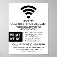 Schwarzes Wi-Fi-Logo, Spezialist für Computerrepar