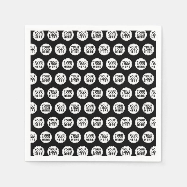 Schwarzes wiederholendes Geschäftslogo Serviette (Vorderseite)