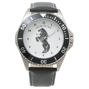 Schwarzes Wildpferd - Schwarzweiß Zeichnend Armbanduhr
