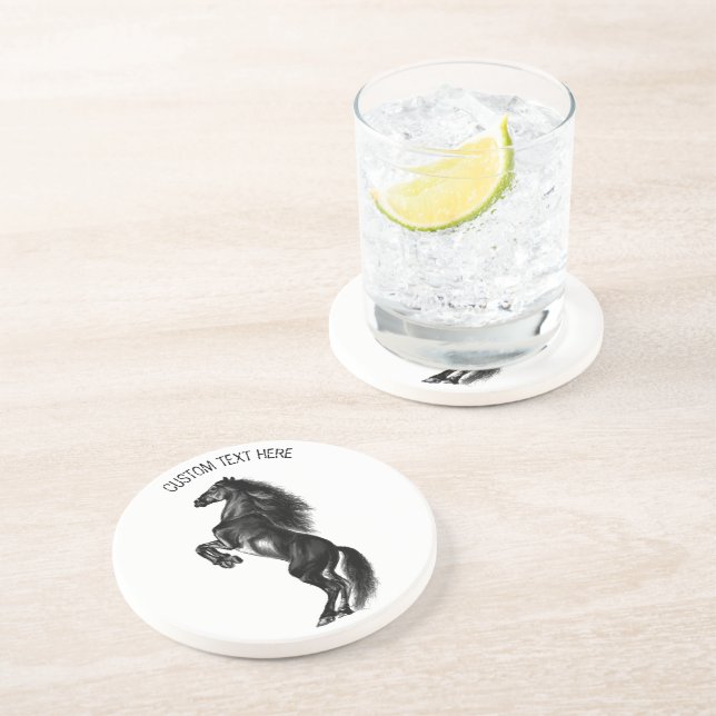 Schwarzes Wildpferd - Schwarzweiß Zeichnend Getränkeuntersetzer (Seite)