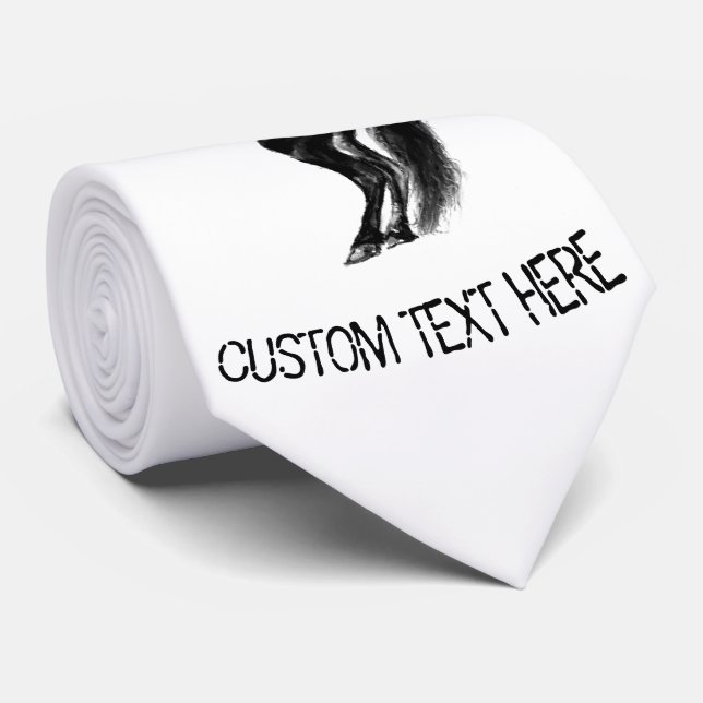 Schwarzes Wildpferd - Schwarzweiß Zeichnend Krawatte (Gerollt)