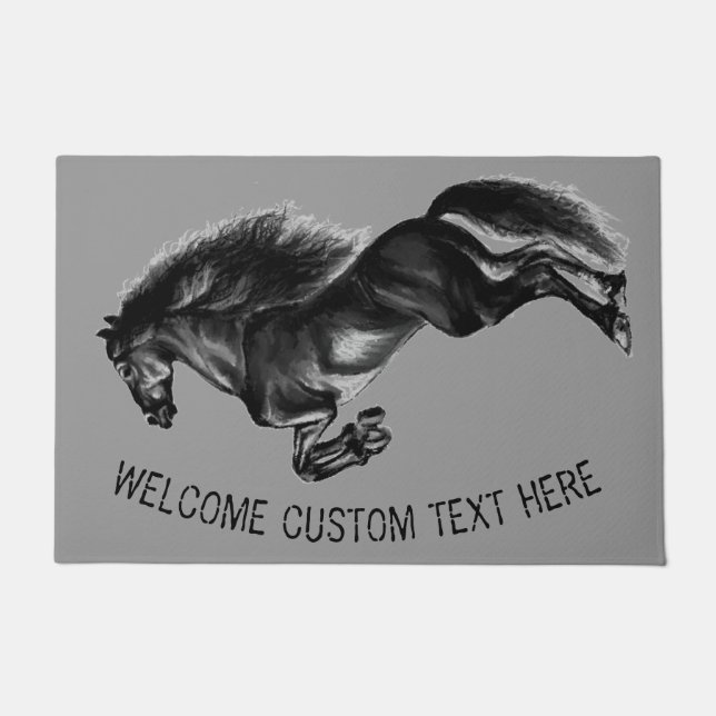 Schwarzes Wildpferd - Text hinzufügen / Farbe hinz Fußmatte (Vorderseite)