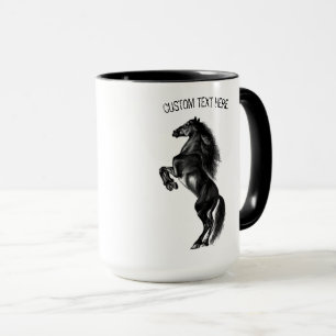 Schwarzes Wildpferd - Zeichnend - Text hinzufügen Tasse