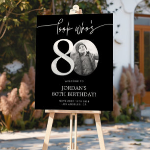 Schwarzes Willkommensschild zum 80. Geburtstag S Poster
