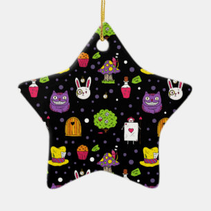 Schwarzes Wonderland Keramik Ornament