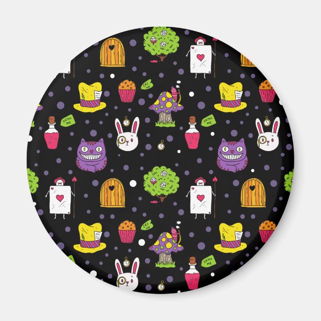 Schwarzes Wonderland Magnet (Vorne)