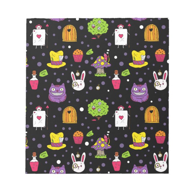Schwarzes Wonderland Notizblock (Vorderseite)