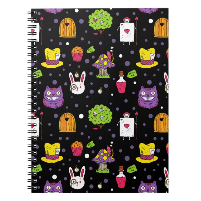 Schwarzes Wonderland Notizblock (Vorderseite)