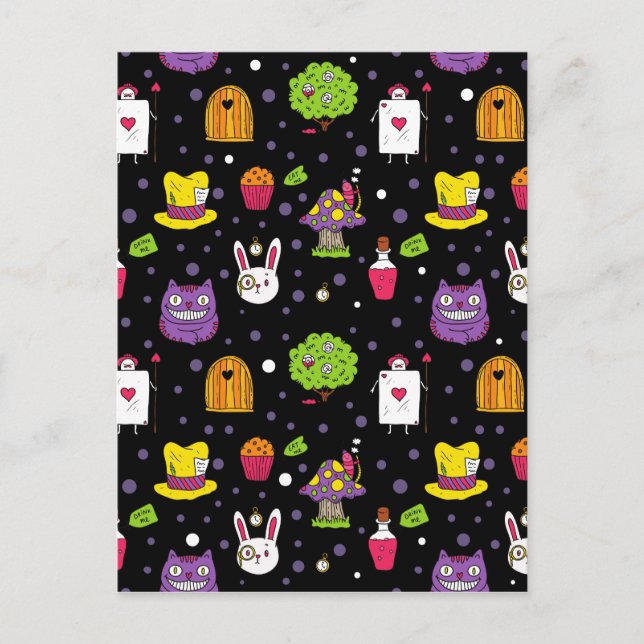 Schwarzes Wonderland Postkarte (Vorderseite)