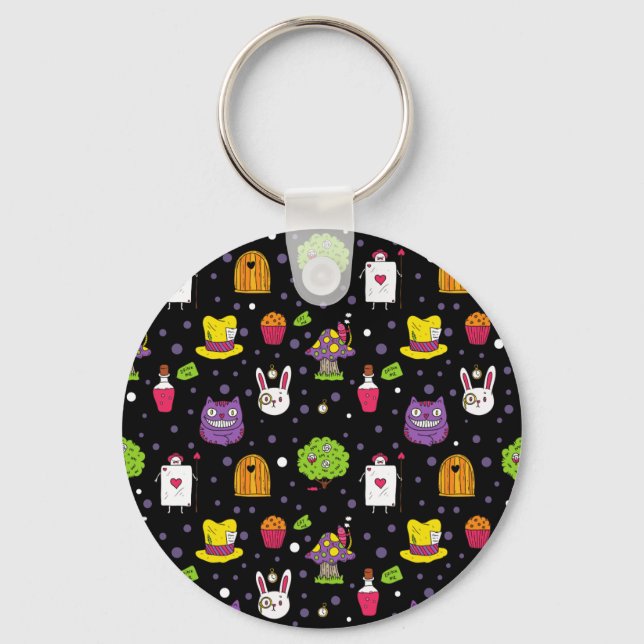 Schwarzes Wonderland Schlüsselanhänger (Vorderseite)