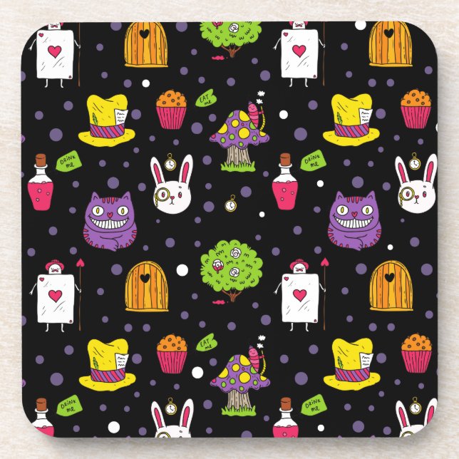 Schwarzes Wonderland Untersetzer (Vorderseite)