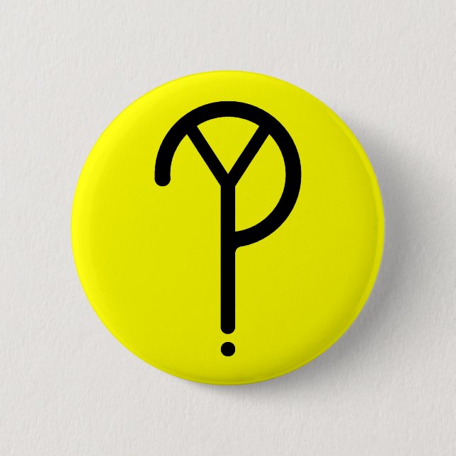 Schwarzes Y? Symbol auf Gelb Button (Vorderseite)