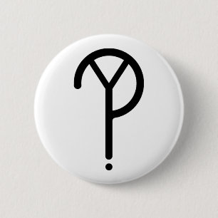 Schwarzes Y? Symbol auf Weiß Button