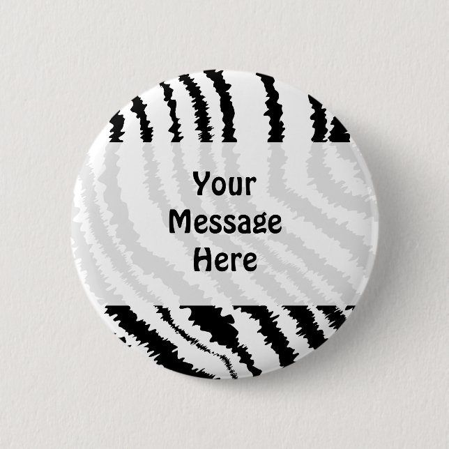 Schwarzes Zebra-Druck-Muster Button (Vorderseite)