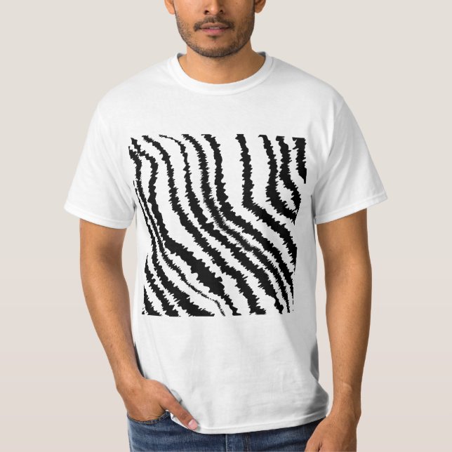 Schwarzes Zebra-Druck-Muster T-Shirt (Vorderseite)