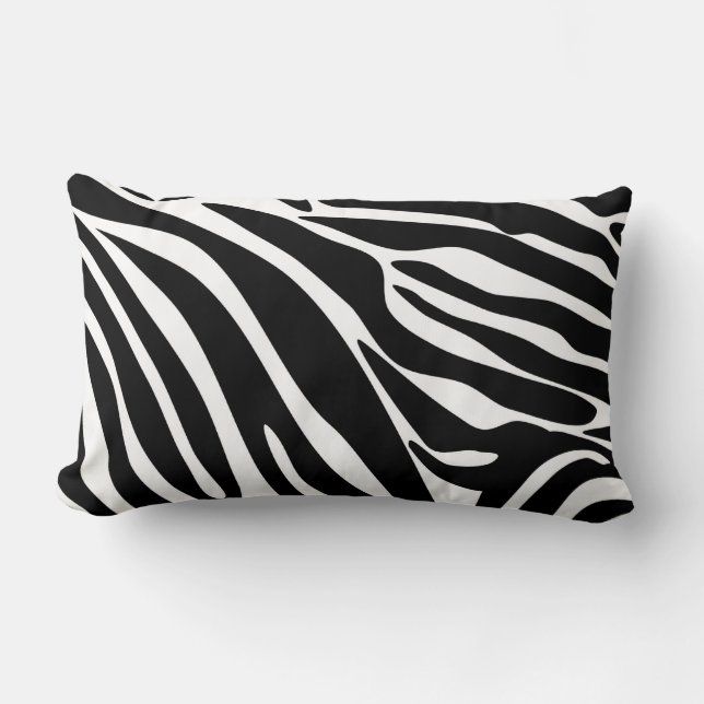 Schwarzes Zebra-Druckmuster Lendenkissen (Vorderseite)