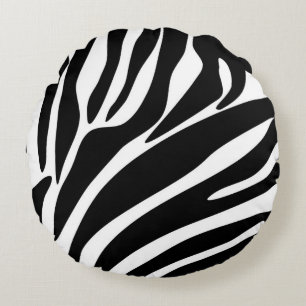 Schwarzes Zebra-Druckmuster Rundes Kissen