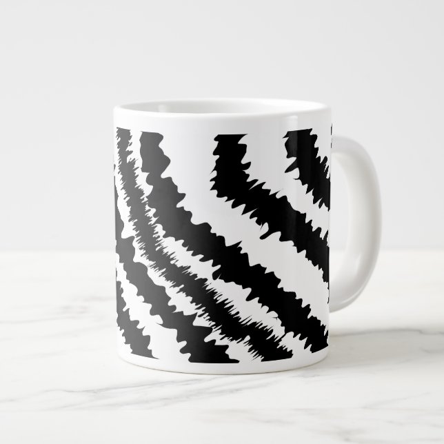 Schwarzes Zebradruckmuster Jumbo-Tasse (Vorderseite Rechts)
