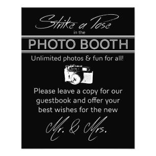 Schwarzes Zeichen für eine Pose-Foto-Leiste Fotodruck