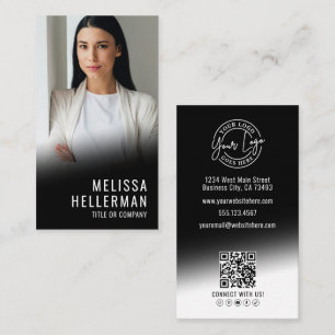 Schwarzes zeitgenössisches Foto QR-Code-Logo Verti Visitenkarte