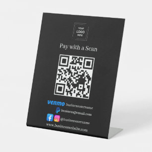 Schwarzes Zelle PayPal QR-Code-Scan-Zahlungspodest Sockelschild