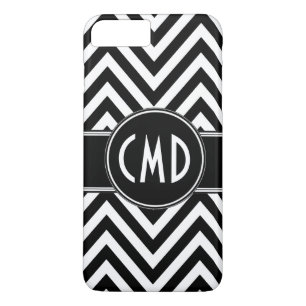 SCHWARZES ZICKZACK PATTER IHRER MONOGRAMM-INITIALE Case-Mate iPhone HÜLLE