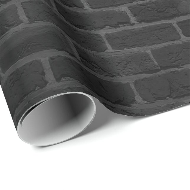 Schwarzes Ziegelmuster Geschenkpapier (Rolleneckpunkt)