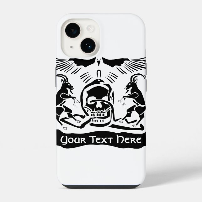 Schwarzes Ziegen-Korrupt-Trinitäts-Wappen iPhone Hülle (Rückseite)