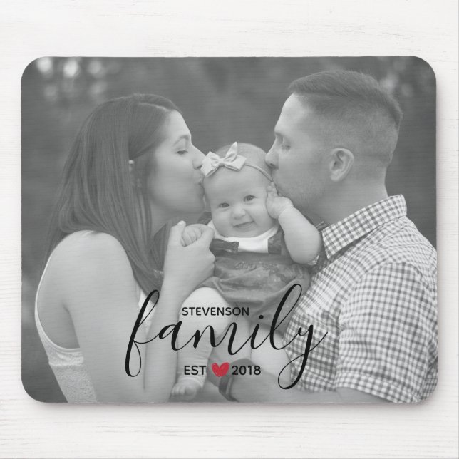 Schwarzfamilienest. Jahr mit Foto der Rotherzen Mousepad (Vorne)