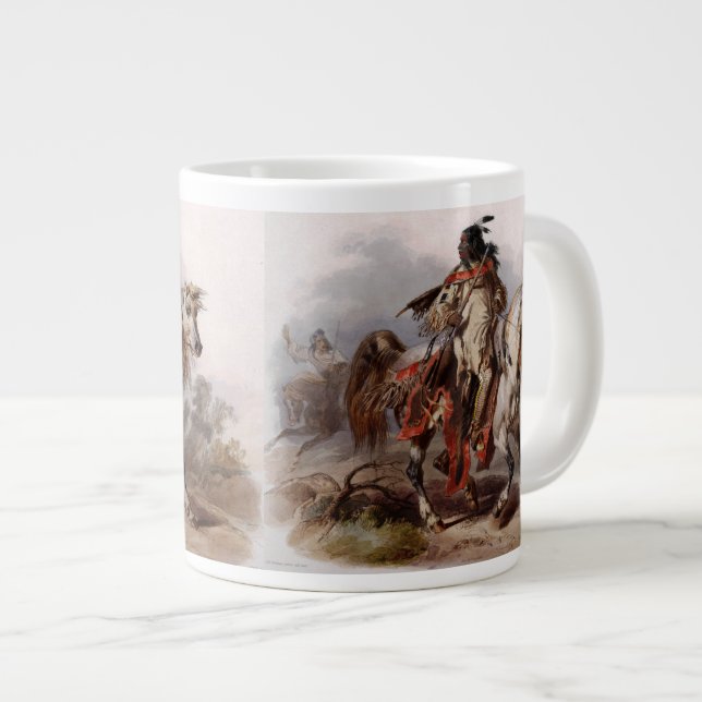 Schwarzfuß Indianer auf Arabian Pferd gejagt Jumbo-Tasse (Vorderseite Rechts)