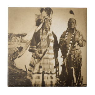 Schwarzfuß-Indianer Häuptling und Krieger Vintage Fliese