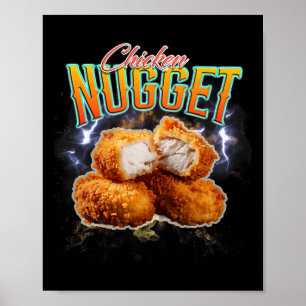 Schwarzgebrannter Rap Lustiger Chicken Nugget Vint Poster