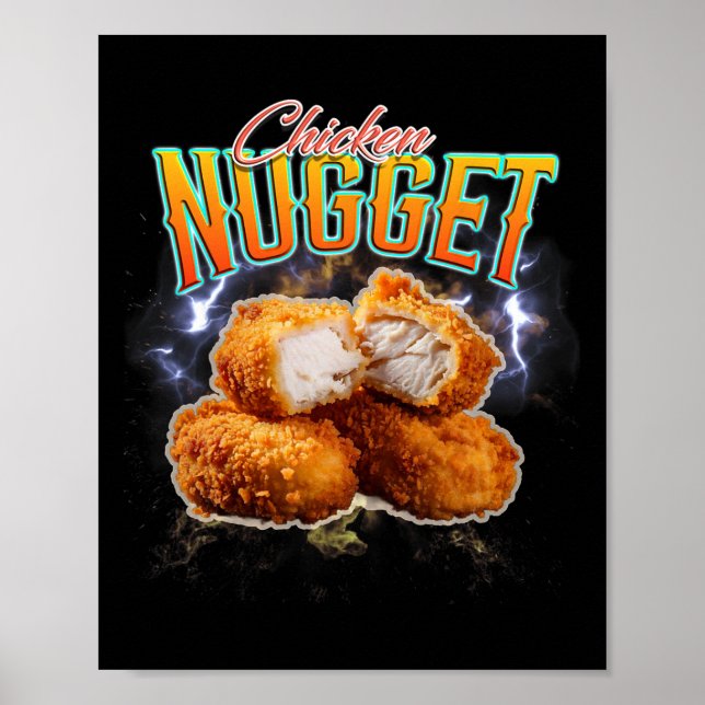 Schwarzgebrannter Rap Lustiger Chicken Nugget Vint Poster (Vorne)